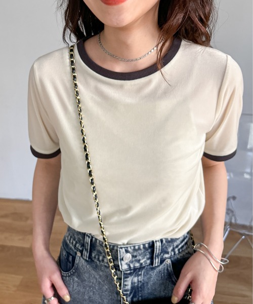 EPIMI E'PIMMY（エピミエピミー）の「シアーベロアリンガーTシャツ（Tシャツ/カットソー・レディース・アイボリー/グリーン/グレー・MEDIUM）」の17枚目の写真