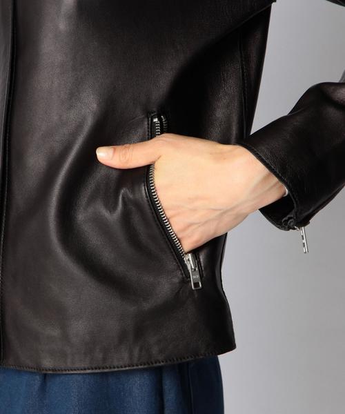 SHIPS for women(シップスフォーウィメン)の「レザーシングル ノーカラージャケット(ノーカラージャケット・レディース・ブラック・38/36)」の9枚目の写真