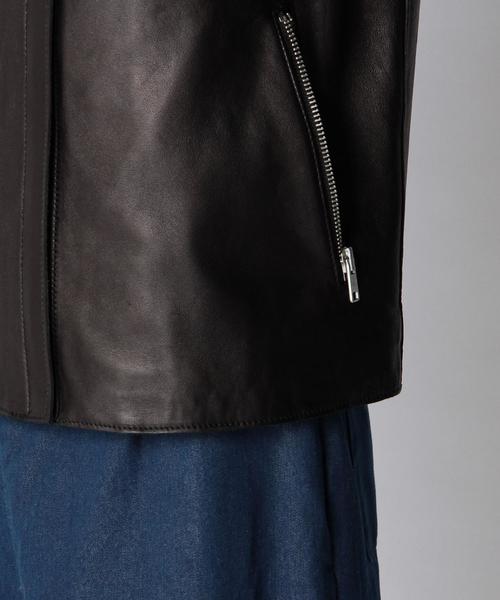 SHIPS for women(シップスフォーウィメン)の「レザーシングル ノーカラージャケット(ノーカラージャケット・レディース・ブラック・38/36)」の10枚目の写真