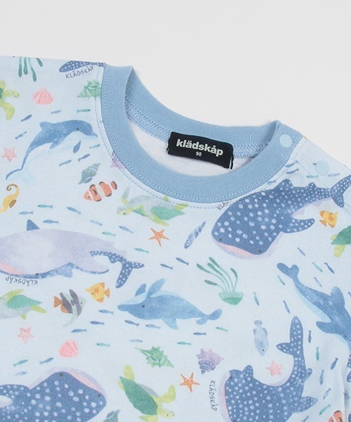kladskap（クレードスコープ）の「海のいきもの総柄半袖Tシャツ（Tシャツ/カットソー・キッズ・サックスブルー/ホワイト・90cm/100cm/110cm/120cm/80ｃｍ/130cm）」の4枚目の写真