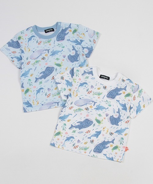 kladskap（クレードスコープ）の「海のいきもの総柄半袖Tシャツ（Tシャツ/カットソー・キッズ・サックスブルー/ホワイト・90cm/100cm/110cm/120cm/80ｃｍ/130cm）」の8枚目の写真