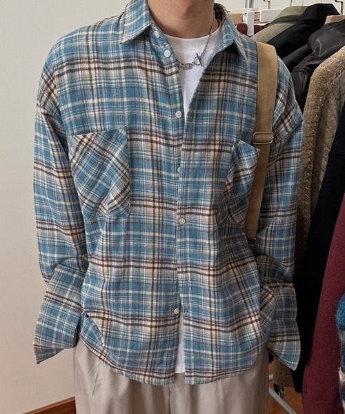 NOWLE（ノウル）の「【NOWLE】オンブレチェック ブロックチェック 長袖シャツ（シャツ/ブラウス・メンズ・ブルー/レッド/イエロー・MEDIUM/LARGE）」の4枚目の写真