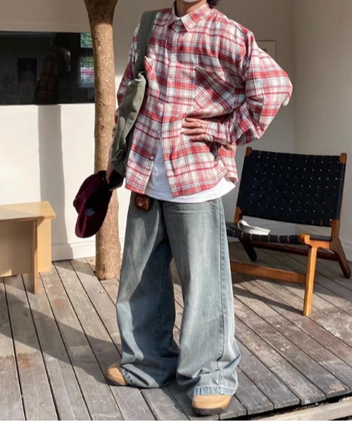 NOWLE（ノウル）の「【NOWLE】オンブレチェック ブロックチェック 長袖シャツ（シャツ/ブラウス・メンズ・ブルー/レッド/イエロー・MEDIUM/LARGE）」の14枚目の写真