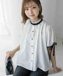 clear | 配色フリルネックタックブラウス≪2024SS新作≫(シャツ/ブラウス)