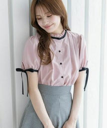 clear | 配色フリルネックタックブラウス≪2024SS新作≫(シャツ/ブラウス)