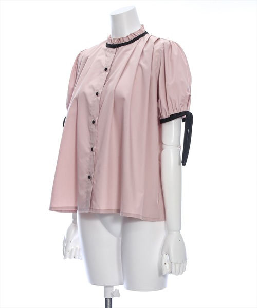 clear(クリア)の「配色フリルネックタックブラウス≪2024SS≫(シャツ/ブラウス・レディース・ピンク/ブラック/オフホワイト・F)」の6枚目の写真