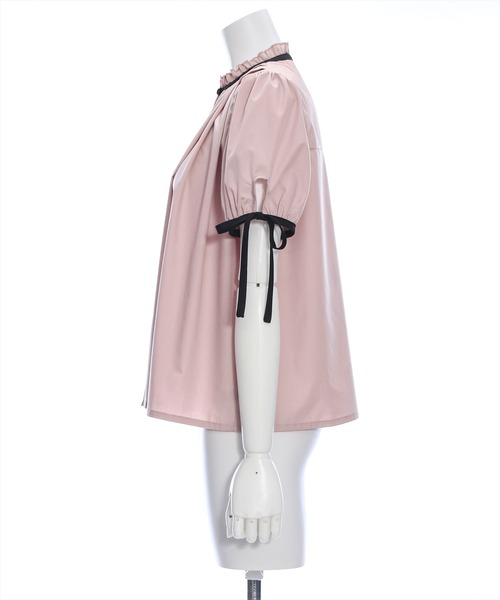 clear(クリア)の「配色フリルネックタックブラウス≪2024SS≫(シャツ/ブラウス・レディース・ピンク/ブラック/オフホワイト・F)」の7枚目の写真