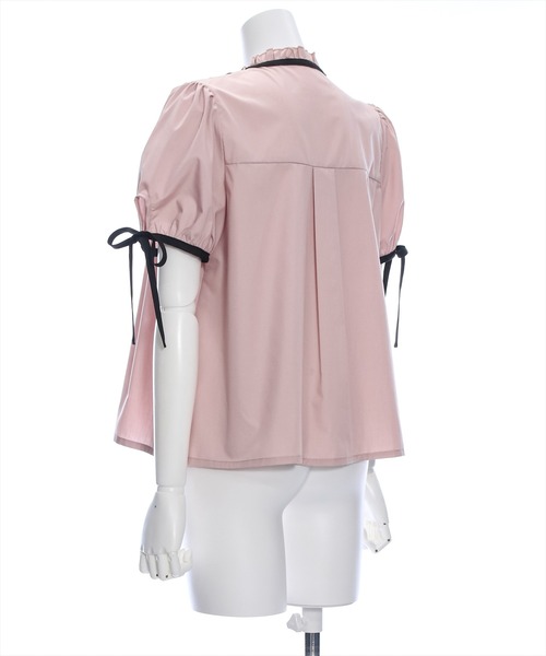 clear(クリア)の「配色フリルネックタックブラウス≪2024SS≫(シャツ/ブラウス・レディース・ピンク/ブラック/オフホワイト・F)」の8枚目の写真