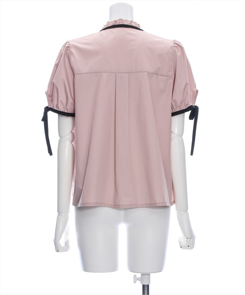 clear(クリア)の「配色フリルネックタックブラウス≪2024SS≫(シャツ/ブラウス・レディース・ピンク/ブラック/オフホワイト・F)」の9枚目の写真