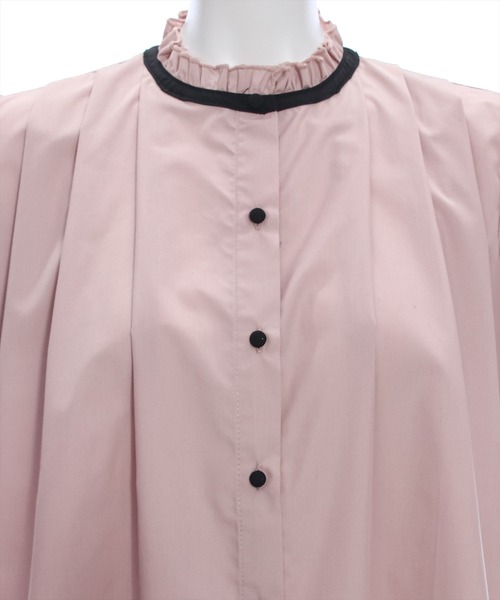 clear(クリア)の「配色フリルネックタックブラウス≪2024SS≫(シャツ/ブラウス・レディース・ピンク/ブラック/オフホワイト・F)」の4枚目の写真