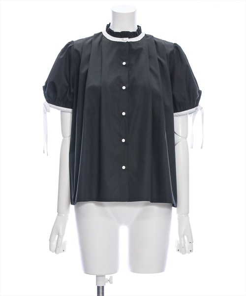 clear(クリア)の「配色フリルネックタックブラウス≪2024SS≫(シャツ/ブラウス・レディース・ピンク/ブラック/オフホワイト・F)」の20枚目の写真