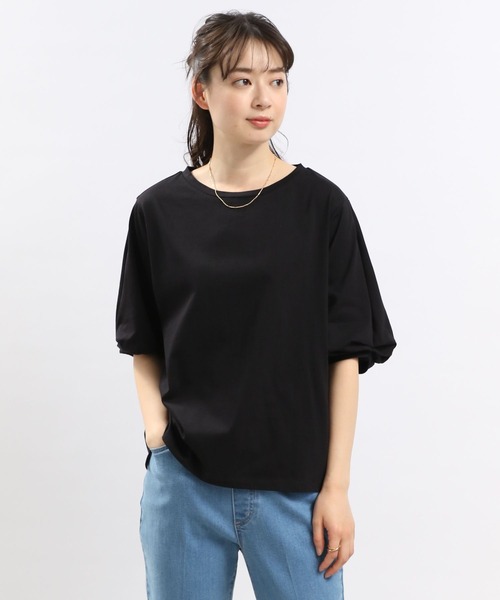 GLOBAL WORK Smile Seed Store（グローバルワーク スマイルシードストア）の「冷感袖タックＴシャツ半袖/102729（Tシャツ/カットソー・レディース・ブラック/チャコール/ライトブルー/ベージュ/オフホワイト・MEDIUM/SMALL/X-LARGE/LARGE）」の3枚目の写真