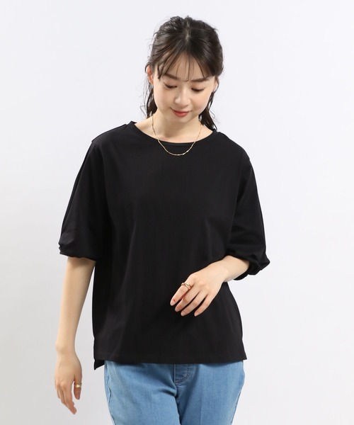 GLOBAL WORK Smile Seed Store（グローバルワーク スマイルシードストア）の「冷感袖タックＴシャツ半袖/102729（Tシャツ/カットソー・レディース・ブラック/チャコール/ライトブルー/ベージュ/オフホワイト・MEDIUM/SMALL/X-LARGE/LARGE）」の6枚目の写真