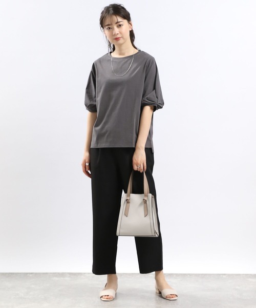 GLOBAL WORK Smile Seed Store（グローバルワーク スマイルシードストア）の「冷感袖タックＴシャツ半袖/102729（Tシャツ/カットソー・レディース・ブラック/チャコール/ライトブルー/ベージュ/オフホワイト・MEDIUM/SMALL/X-LARGE/LARGE）」の9枚目の写真