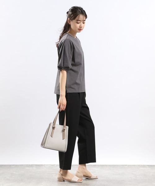 GLOBAL WORK Smile Seed Store（グローバルワーク スマイルシードストア）の「冷感袖タックＴシャツ半袖/102729（Tシャツ/カットソー・レディース・ブラック/チャコール/ライトブルー/ベージュ/オフホワイト・MEDIUM/SMALL/X-LARGE/LARGE）」の10枚目の写真