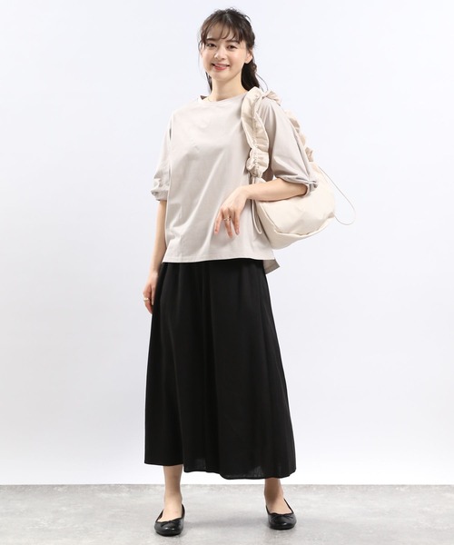 GLOBAL WORK Smile Seed Store（グローバルワーク スマイルシードストア）の「冷感袖タックＴシャツ半袖/102729（Tシャツ/カットソー・レディース・ブラック/チャコール/ライトブルー/ベージュ/オフホワイト・MEDIUM/SMALL/X-LARGE/LARGE）」の15枚目の写真