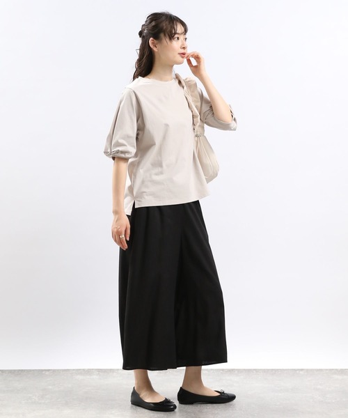 GLOBAL WORK Smile Seed Store（グローバルワーク スマイルシードストア）の「冷感袖タックＴシャツ半袖/102729（Tシャツ/カットソー・レディース・ブラック/チャコール/ライトブルー/ベージュ/オフホワイト・MEDIUM/SMALL/X-LARGE/LARGE）」の16枚目の写真