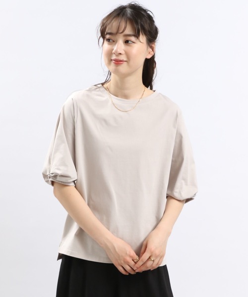 GLOBAL WORK Smile Seed Store（グローバルワーク スマイルシードストア）の「冷感袖タックＴシャツ半袖/102729（Tシャツ/カットソー・レディース・ブラック/チャコール/ライトブルー/ベージュ/オフホワイト・MEDIUM/SMALL/X-LARGE/LARGE）」の19枚目の写真