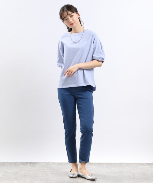 GLOBAL WORK Smile Seed Store（グローバルワーク スマイルシードストア）の「冷感袖タックＴシャツ半袖/102729（Tシャツ/カットソー・レディース・ブラック/チャコール/ライトブルー/ベージュ/オフホワイト・MEDIUM/SMALL/X-LARGE/LARGE）」の22枚目の写真