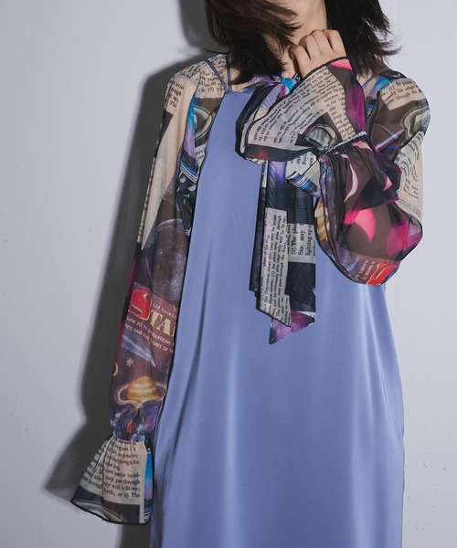 ブラウス シャツ over ribbon blouse (Planet) レディース MIDVEIN ブラウス シャツ over ribbon blouse (Planet