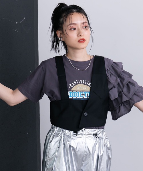 bohmal(ボマール)の「ショートアシンメトリービスチェベスト(ベスト・レディース・ブラック・FREE)」の10枚目の写真