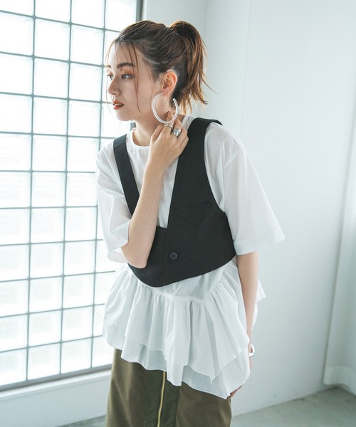 bohmal(ボマール)の「ショートアシンメトリービスチェベスト(ベスト・レディース・ブラック・FREE)」の4枚目の写真