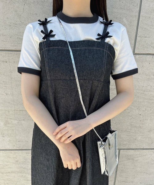 F i.n.t（フィント）の「プチリボンデニムキャミワンピース/fint（ワンピース・レディース・オフホワイト/ブラック・FREE）」の4枚目の写真