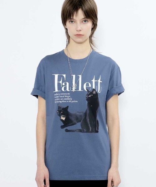 Fallett(ファレット)の「A'GEM/9 × .kom 『FALLETT/ファレット』 DEUX NERO SHORT SLEEVE/ネロ半袖カットソー(Tシャツ/カットソー・レディース・チャコールグレー/ブルー/ブラック/ホワイト・M/L)」の4枚目の写真