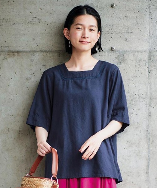 Sunny clouds（サニークラウズ）の「サニークラウズ　スクエアネックなトップス〈レディース〉（その他トップス・レディース・グリーン/ホワイト/ネイビー・XX-LARGE/X-LARGE/LARGE）」の3枚目の写真