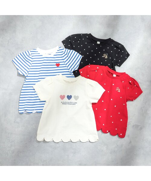 apres les cours（アプレレクール）の「裾スカラップTシャツ（Tシャツ/カットソー・キッズ・ブラック/その他2/アイボリー/レッド・100/90/80/120/130/110/140）」の8枚目の写真