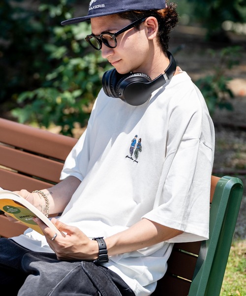 Rocky Monroe（ロッキーモンロー）の「オーバーサイズワンポイント刺繍半袖Tシャツ（Tシャツ/カットソー・メンズ・ブラック/ホワイト/ブルー/ネイビー/ミント/ホワイト系/ブラック系/グリーン系・M/L/XL）」の9枚目の写真