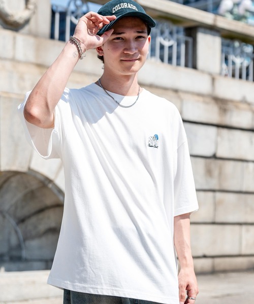 Rocky Monroe（ロッキーモンロー）の「オーバーサイズワンポイント刺繍半袖Tシャツ（Tシャツ/カットソー・メンズ・ブラック/ホワイト/ブルー/ネイビー/ミント/ホワイト系/ブラック系/グリーン系・M/L/XL）」の13枚目の写真