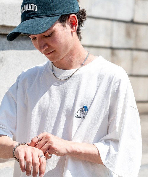 Rocky Monroe（ロッキーモンロー）の「オーバーサイズワンポイント刺繍半袖Tシャツ（Tシャツ/カットソー・メンズ・ブラック/ホワイト/ブルー/ネイビー/ミント/ホワイト系/ブラック系/グリーン系・M/L/XL）」の16枚目の写真