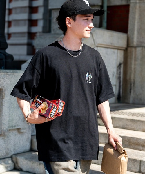 Rocky Monroe（ロッキーモンロー）の「オーバーサイズワンポイント刺繍半袖Tシャツ（Tシャツ/カットソー・メンズ・ブラック/ホワイト/ブルー/ネイビー/ミント/ホワイト系/ブラック系/グリーン系・M/L/XL）」の17枚目の写真