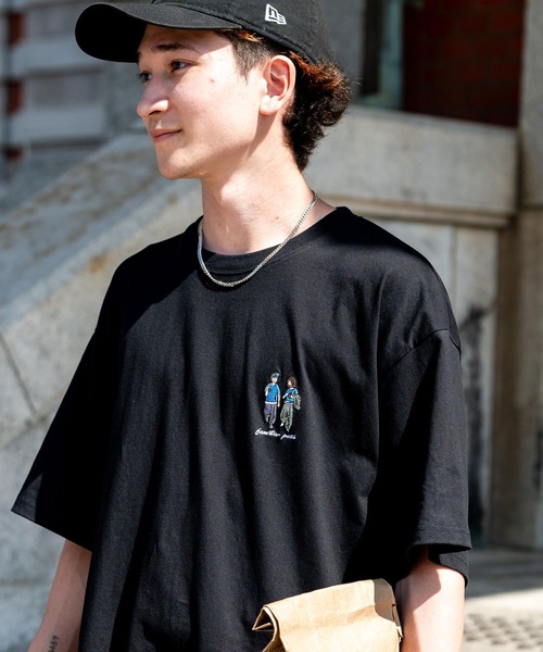 Rocky Monroe（ロッキーモンロー）の「オーバーサイズワンポイント刺繍半袖Tシャツ（Tシャツ/カットソー・メンズ・ブラック/ホワイト/ブルー/ネイビー/ミント/ホワイト系/ブラック系/グリーン系・M/L/XL）」の18枚目の写真