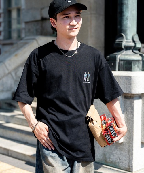 Rocky Monroe（ロッキーモンロー）の「オーバーサイズワンポイント刺繍半袖Tシャツ（Tシャツ/カットソー・メンズ・ブラック/ホワイト/ブルー/ネイビー/ミント/ホワイト系/ブラック系/グリーン系・M/L/XL）」の19枚目の写真