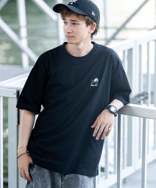 Rocky Monroe（ロッキーモンロー）の「オーバーサイズワンポイント刺繍半袖Tシャツ（Tシャツ/カットソー・メンズ・ブラック/ホワイト/ブルー/ネイビー/ミント/ホワイト系/ブラック系/グリーン系・M/L/XL）」の21枚目の写真