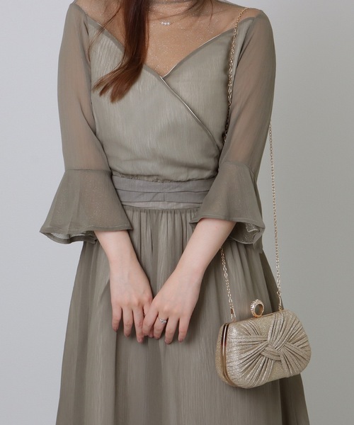 Lace Ladies(レースレディース)の「ビジューリング付き ラメ ギャザー 2WAY コンパクト バッグ(クラッチバッグ・レディース・シルバー/ブラック/ベージュ・FREE)」の7枚目の写真