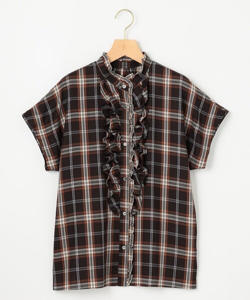 組曲（クミキョク）の「シアーツイルチェック フリルブラウス（シャツ/ブラウス・レディース・ネイビー系3/ブラウン系3・2/3）」の11枚目の写真