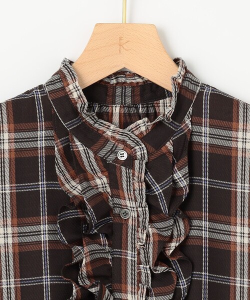 組曲（クミキョク）の「シアーツイルチェック フリルブラウス（シャツ/ブラウス・レディース・ネイビー系3/ブラウン系3・2/3）」の12枚目の写真