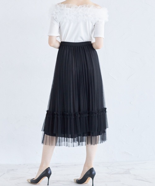 tocco closet（トッコ　クローゼット）の「チュールフリルカットプルオーバー（Tシャツ/カットソー・レディース・オフホワイト/ブラック・M）」の5枚目の写真