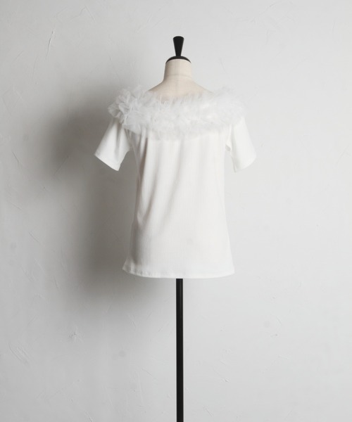 tocco closet（トッコ　クローゼット）の「チュールフリルカットプルオーバー（Tシャツ/カットソー・レディース・オフホワイト/ブラック・M）」の17枚目の写真