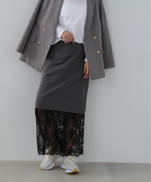 N.(N. Natural Beauty Basic)(エヌエヌナチュラルビューティーベーシック)の「◆レースレイヤードスカート(スカート・レディース・グレー・SMALL/MEDIUM)」の6枚目の写真