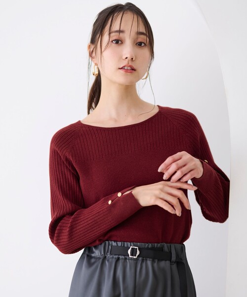 ANY SIS(エニィスィス)の「【ウールブレンドシリーズ】ベースネックリブコンビ ニット(ニット/セーター・レディース・ワイン系/ブラック系/イエロー系/ブルー系/アイボリー系・0)」の5枚目の写真