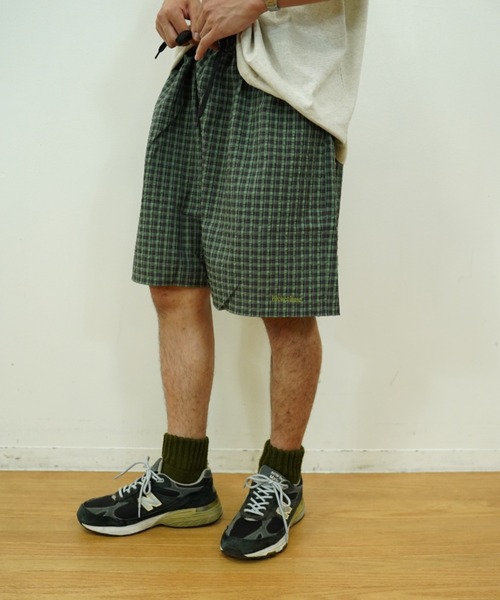 BROKEN BASE（ブロークンベース）の「seersucker check shorts（その他パンツ・メンズ・グリーン/ブラック/カーキ・LARGE/MEDIUM）」の19枚目の写真