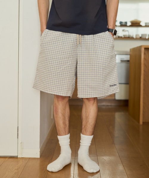 BROKEN BASE(ブロークンベース)の「seersucker check shorts(その他パンツ・メンズ・グリーン/ブラック/カーキ/ダークブラック/ベージュ/ダークカーキ・LARGE/MEDIUM)」の9枚目の写真