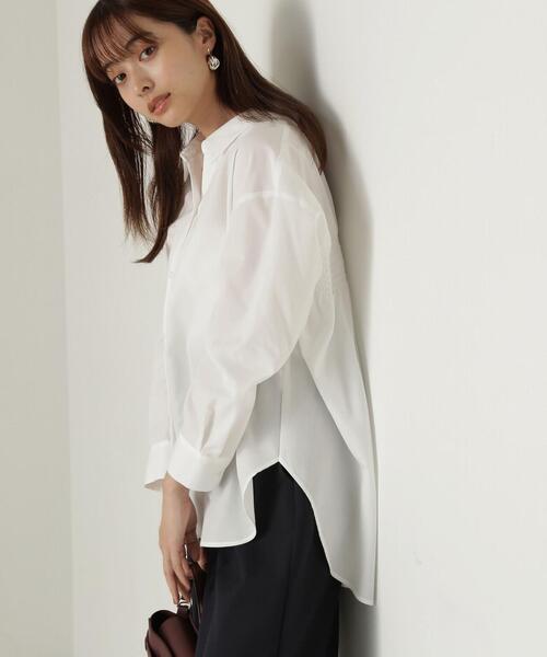 PROPORTION BODY DRESSING（プロポーションボディドレッシング）の「バックシャーリングシャツ / 1214210921（シャツ/ブラウス・レディース・ブルー系その他/ホワイト/ブルー・MEDIUM/SMALL）」の4枚目の写真