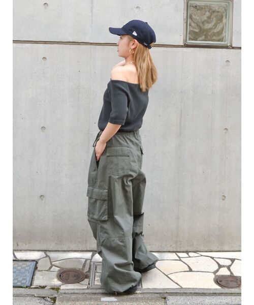 Ungrid(アングリッド)の「ワンショルテレコTee(Tシャツ/カットソー・レディース・オレンジ/オフホワイト/チャコールグレー・FREE)」の7枚目の写真