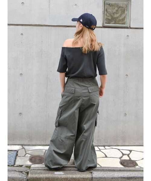 Ungrid(アングリッド)の「ワンショルテレコTee(Tシャツ/カットソー・レディース・オレンジ/オフホワイト/チャコールグレー・FREE)」の6枚目の写真