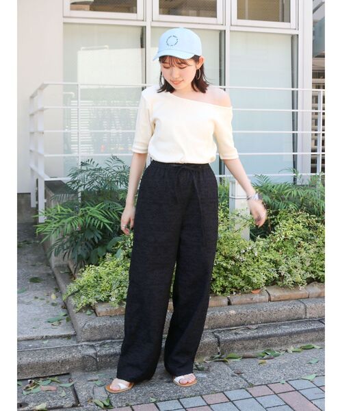 Ungrid(アングリッド)の「ワンショルテレコTee(Tシャツ/カットソー・レディース・オレンジ/オフホワイト/チャコールグレー・FREE)」の14枚目の写真